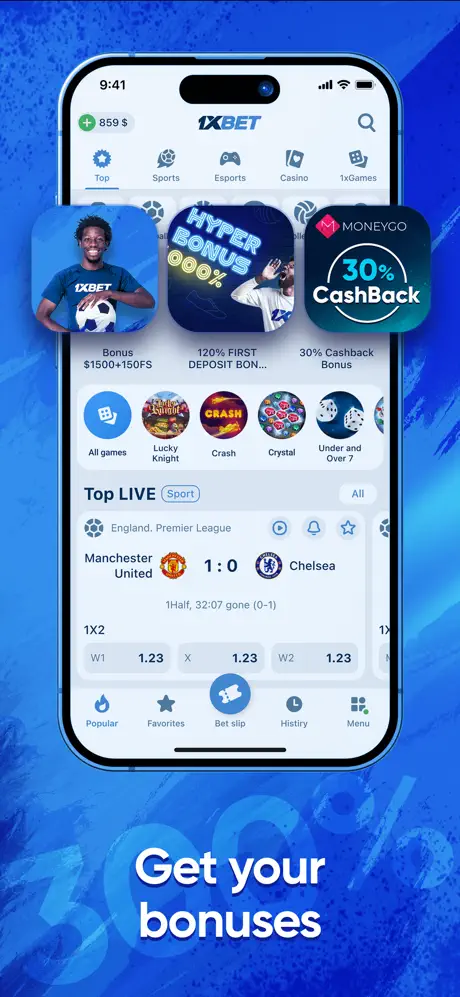 get 1xbet bonus in app